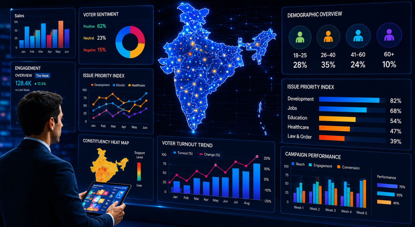 Political Dashboard Analytics Background